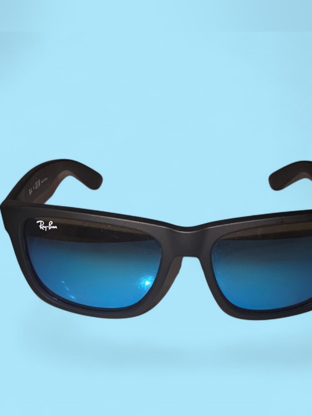 Ray-Ban Black Frame Sunglasses with Blue Gradient Lenses
